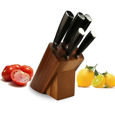 China Customized Viable Wooden Handle Stainless Steel Chef Cooking Kitchen Knife Set Professional Logo 5pcs Pakka for sale