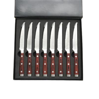 China Viable Chinese Suppliers Wholesale 8 Piece Full Tang Steak Knife Set With Gift Box for sale