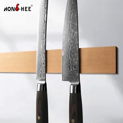 China Viable Eco-Friendly Holder Wooden Magnetic Knife Strip, Universal Beech Wood Kitchen Knife Block Magnetic Knife Holder for sale