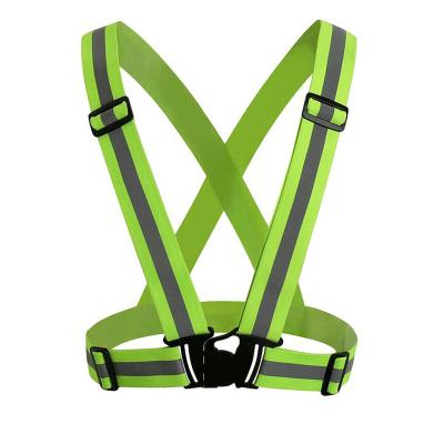 China High Visibility Logo Safety Work Running Bicyling Fluorescent Reflective Safety Vest High Visibility Custom Elastic Strap for sale