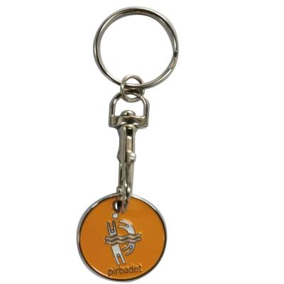 China Advertising Custom Printed Enamel Logo Lase Norway Norwegian Krona Trolley Coin Keyring for sale