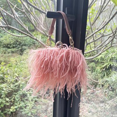 China Newest Fashinable New Style Long Fur Dinner Bags Material Chain Messenger Bag For Women for sale