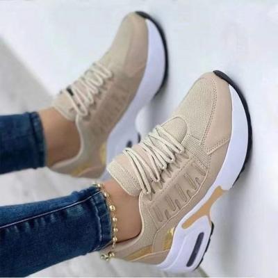 China New Fashion Lightweight Plus Size Casual Sports Shoes Mesh Breathable Women Running Sneakers Lace Up Knitting Shoes for sale