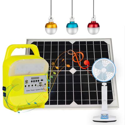 China Home Power Station Portable Home Charging Solar Lighting Kit With Fan And MP3 Player for sale