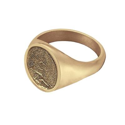 China High 18k Solid Gold 925 Fingerprint Custom Men's Seal Ring Stainless Steel TRENDY Silver Jewelry for sale