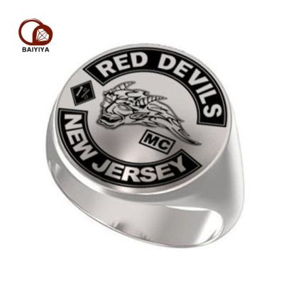 China TRENDY Jewelry Stainless Steel Custom Round Design Ring Mens Biker Seal Rings for sale