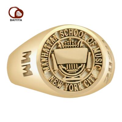 China 10K 14K 18K Simple White TRENDY Solid Gold Custom Logo Ring Mens Seal for sale