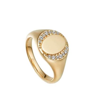 China CLASSIC Stainless Steel Seal Rings Gold Zircon Stones Rings For Women for sale