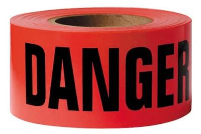 China Custom Printed Barricade PE Warning Tape Non Adhesive Red Roll  Plastic Barricer Tape for sale