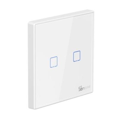 China PC+tempered Glass Panel SONOFF T2EU2C-RF 86 Type - 2 Group Wall Touch Switch Sticky Wireless RF Smart Panel 433MHz Used In Living Room And Bedroom for sale