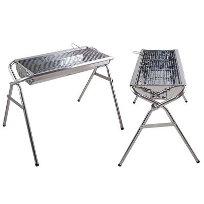 China Wholesale New Design Adjustable Shiny Outdoor Campfire Portable Size Charcoal Smokeless BBQ Grill Stainless Steel Grill For Picnic Camping for sale