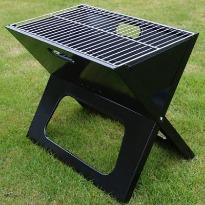 China Easily Assembled Black Charcoal Notebook Iron BBQ Portable BBQ Grills Maker Outdoor X Type Camping Foldable Grills for sale