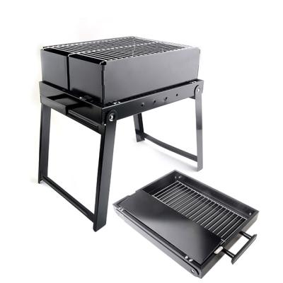 China Hot Selling Camping Outdoor Iron Charcoal BBQ BBQ Portable Easily Assembled Foldable Grill With Handles for sale