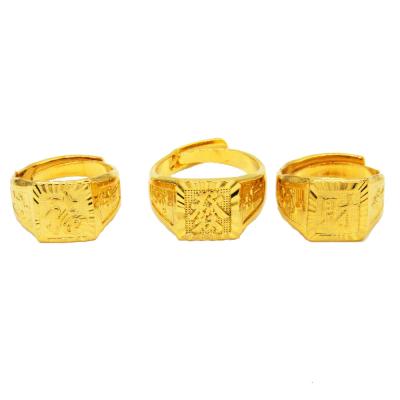 China Dubai 24K Gold Plating Fine Copper Small Square 24K Gold Plating Copper Jewelry Ring For Men for sale