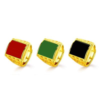 China Vietnam Original Male Red Green Black Green Gold Ring Gem Jewelry 24k Gold Wholesale Price Design Open Ring for sale