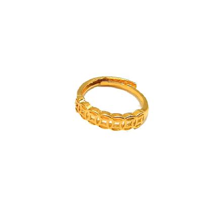 China Copper Plating 24k Gold Brass Gold Plated New Ring Silver Ring Couples Ring Female Copper Retro Wholesale for sale