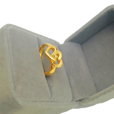 China Wholesale Cheap Price Costume Jewelry Copper 24k Gold Plated Heart Shape Adjustable Ring for sale