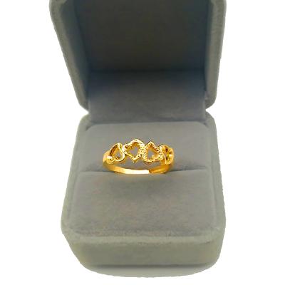 China Good quality 24k copper gold plated four hearts open ring, new design gold finger ring for sale