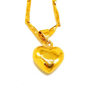 China Hot-selling Copper Alloy Copper-plated Solid 24K Gold Smooth Heart Shaped Pendant Jewelry for sale