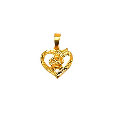 China Copper Alloy 18K/24K Gold Plating On Latest Heart Shaped Rose Pendant for sale