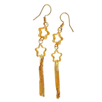 China New Arrival Copper Alloy Women's Earrings, Latest Design Star Shape Fashion 24K Gold Plated Elegant Earrings for sale