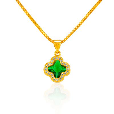 China Ethnic 18K Gold Plated Simple Four Leaf Clover Pendant Necklaces Jewelry For Girl for sale