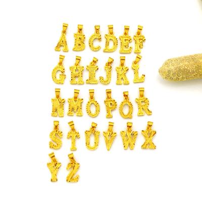 China Ethnic Vintage Style English Alphabet Letter Necklace 18K Small Gold Plated Pendant Girl Gift for sale