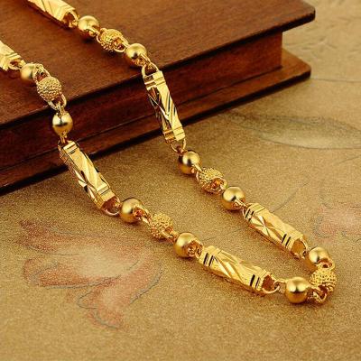 China Copper fashion gold Vietnam style 6/7/8mm concise necklace jewelry big for men 24k Vietnam alluvial gold necklace for sale