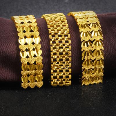 China 2019 Copper Fashion Simple 24K Gold Cuff Bangles Designs Keep Color Vietnam Alluvial Gold Bangles Jewelry for sale