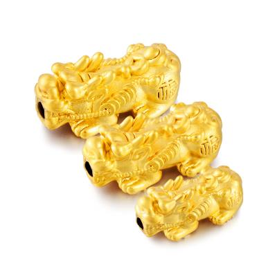 China Vietnam copper alluvial gold pixiu beads non fade gold plated 3D soild pixiu charms for DIY bracelets jewelry making for sale