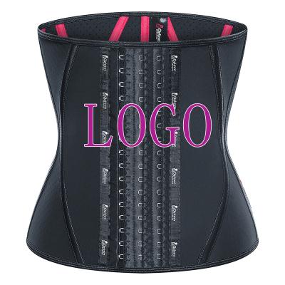 China Langqin 2022 Antibacterial Hot Sale Customized Logo Black 13 Bone Latex Waist Trainer Shapewear Shapewear Waist Wrap 100% Steel Band For Body Slimming for sale