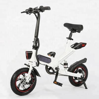 China Electric bicycle 350W 12inch steel wheels tire two motorized folding electric bike with 36V battery ebike for sale