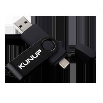 China Convenient Data Saving Kunup 2 in 1 multi-funtion type c USB3.0 U disk memorias pendrive USB external flash drive 16GB 32GB 64GB 128GB 256GB 512GB SSD for sale