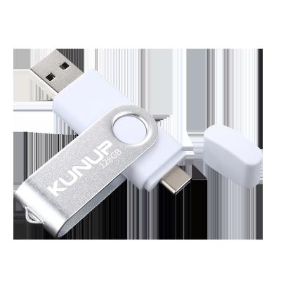 China Functional Portable Swivel USB Flash Drive 16GB 32GB 256GB 512GB 2 in 1 Type C OTG PenDrive USB Stick U USB 3.0 Dual Use Flash Disk for sale