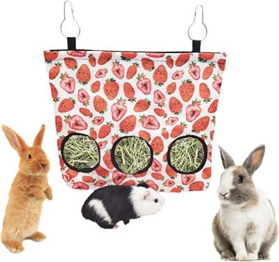 China 2 Pieces Waterproof Rabbit Bag Bunny Hay Dispenser Storage Eating Hay Feeder Bag Hanging Feeder For Guinea Rabbit for sale