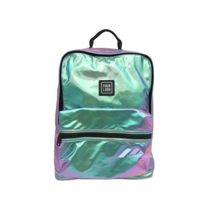 China Factory Direct Wholesale Fashion Waterproof Lightweight Backpack Lady Solid Color Luxury Metallic School Bag for sale