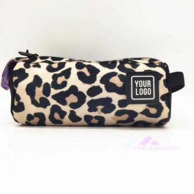 China Custom Kids Daily Use Leopard Print Pen Bag Pen Organizer Bag for sale