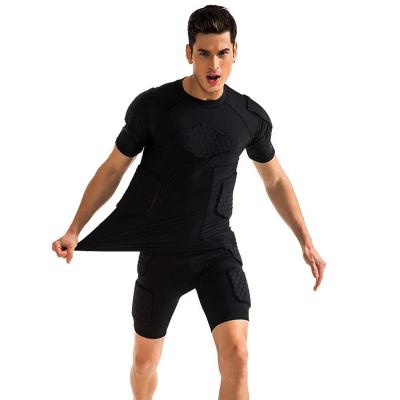 China Sports Mens Sports Shock Rash Guard Compression Padded Shirt For Soccer Basketball Gear Protective Rib Guards Chest for sale