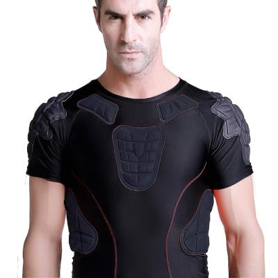 China Shirts & Men Padded Football Shirt Short Sleeve Rib Protector Shirt Chest Guard Compression Shirt Black for sale