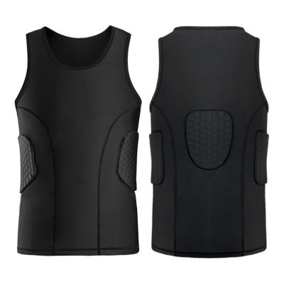 China Men Breathable Protective Padded Compression Tank Top Black Padded Vest for sale