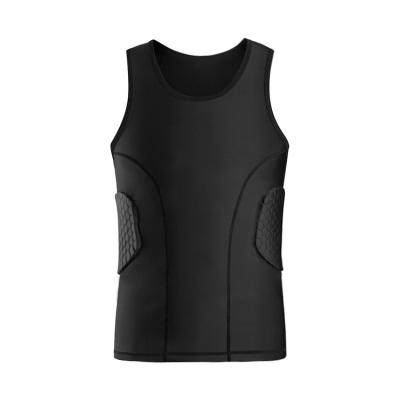 China Sports Mens Shirt Basketball Wear Sleeveless Protective Vest Padded Compression Training Vest for sale