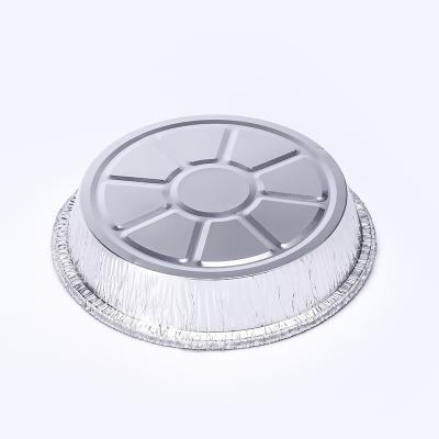 China Food 7 8 9 Inch Round Tin Foil Pans With Clear Lids Freezer Oven Safe Disposable Aluminum Food Plastic Pie Tray for sale