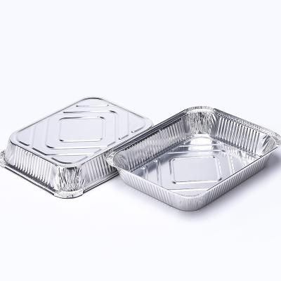 China Custom Food Containers 1100ml Aluminum Foil Disposable Rectangular Food Tray With Lid Philippines for sale