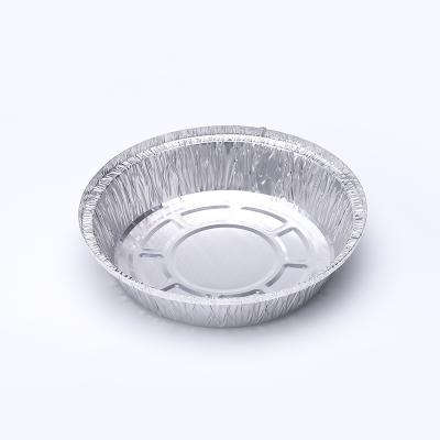 China 7 inch food disposable aluminum foil pan/round cake pizza pie mold with lid for sale