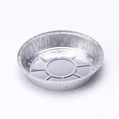 China Cooking 9 Inch Round Microwavable Aluminum Foil Disposable Container With Plastic Lid for sale