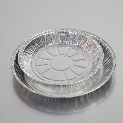 China Disposable Food Round Aluminum Foil Pan Pizza Box 14 Inch Aluminum Foil Tray With Clear Plastic Lid for sale