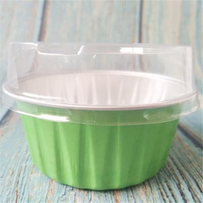 China Food Round Aluminum Foil Container, Colorful Aluminum Foil Cup Cake Container With Lid For Food for sale