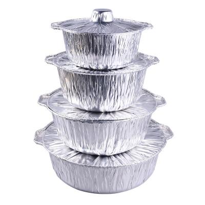 China Food Packaging Supermarket Retail Packaging Round Pot Aluminum Foil Food Tray USA Turkey Casserole for sale