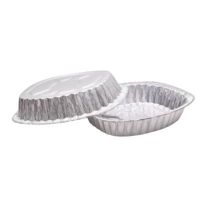 China Best Selling Aluminum Disposable Container/Food Packing Grill Oval Roast Chicken Aluminum Foil Tray for sale