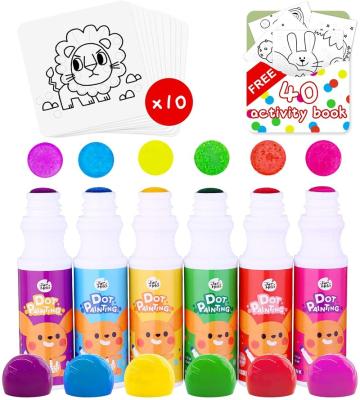 China Paper Hot Sell Washable Dot Paint kids Art Drawing Paint Set Craft Toys for Child 6 Colors Marker Educational Toys for sale